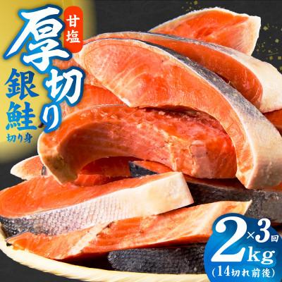 ふるさと納税 泉佐野市 [毎月定期便]厚切り 銀鮭 切り身 総量2kg 訳あり(サイズ不揃い) kgpZ016全3回