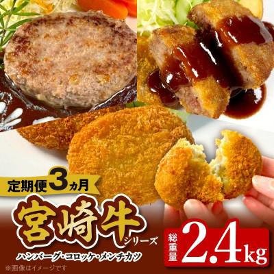 ふるさと納税 延岡市 [毎月定期便]宮崎牛シリーズ(ハンバーグ・コロッケ・メンチカツ)全3回