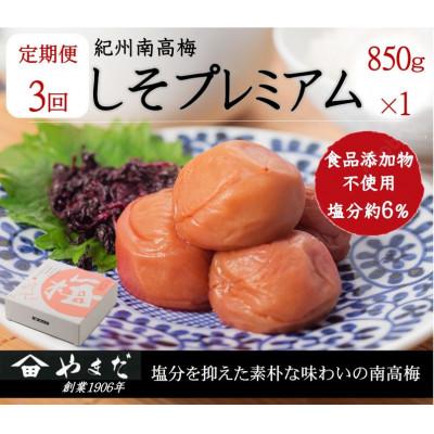ふるさと納税 印南町 [3ヵ月毎定期便]紀州南高梅しそプレミアム塩分約6%(850g)全3回