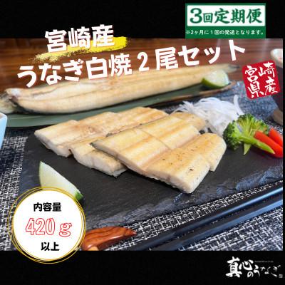ふるさと納税 宮崎市 [2ヵ月毎定期便]宮崎県産うなぎ白焼2尾セット(1尾あたり220〜240g)全3回
