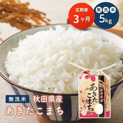 ふるさと納税 潟上市 [毎月定期便]秋田県産 あきたこまち 無洗米 5kg全3回