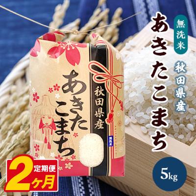ふるさと納税 八郎潟町 [毎月定期便]あきたこまち 5kg[精米・無洗米] 秋田県産全2回