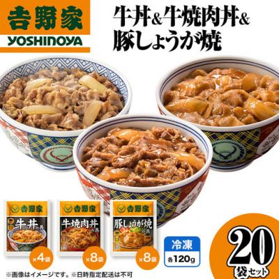 ふるさと納税 十日町市 [毎月定期便]吉野家 牛丼&amp;牛焼肉丼&amp;豚しょうが焼 20袋セット(冷凍)レトルト 非常食全6回