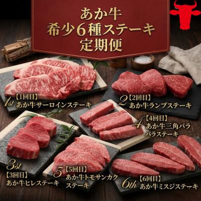 ふるさと納税 益城町 [毎月定期便]あか牛希少6種のステーキ定期便[6ヶ月](益城町)全6回