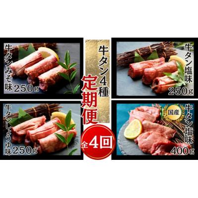 ふるさと納税 東松島市 [毎月定期便]厚切り牛タン4種 計1.15kg全4回