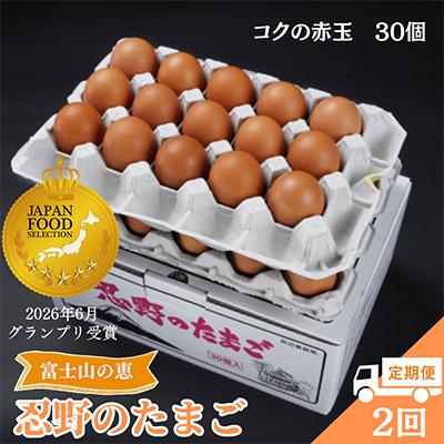 ふるさと納税 忍野村 [毎月定期便][新鮮な玉子]富士山の恵 忍野のたまご‐コクの赤玉‐30個入全2回