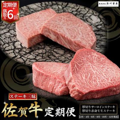 ふるさと納税 太良町 [発送月固定定期便]佐賀牛ステーキ三昧お楽しみコース 厚切サーロイン・モモ[T13x1]太良町全6回