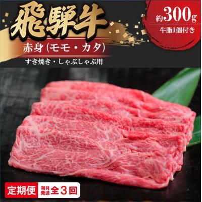 ふるさと納税 瑞穂市 [毎月定期便]飛騨牛赤身すきやき・しゃぶしゃぶ用 300g全3回