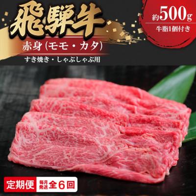 ふるさと納税 瑞穂市 [毎月定期便]飛騨牛赤身すき・しゃぶ 500g全6回