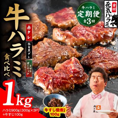 ふるさと納税 泉佐野市 [毎月定期便]牛ハラミ 1kg[食べ比べ定期便 小分け 訳あり サイズ不揃い TVで話題]全3回