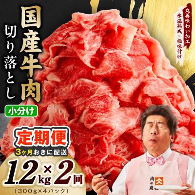 ふるさと納税 泉佐野市 [3ヵ月毎定期便]国産牛 切り落とし 1.2kg 氷温熟成×極味付け 訳あり mrzZ103全2回