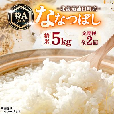 ふるさと納税 浦臼町 [発送月固定定期便]浦臼町産 ななつぼし(精米)5kg 特A お米全2回