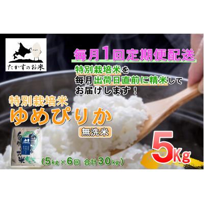 ふるさと納税 鷹栖町 [毎月定期便]たかすのお米「特別栽培米 ゆめぴりか」5kg(無洗米)全6回