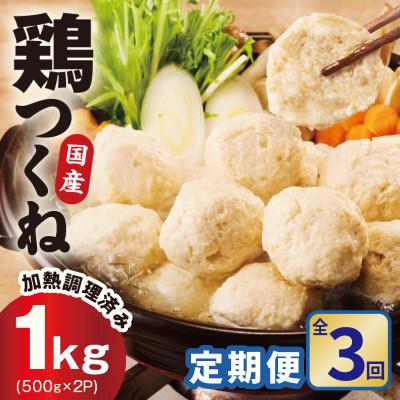 ふるさと納税 泉佐野市 [毎月定期便]国産鶏使用 つくね 1kg(500g×2P) 調理済/簡単調理 泉州たまねぎ入り全3回
