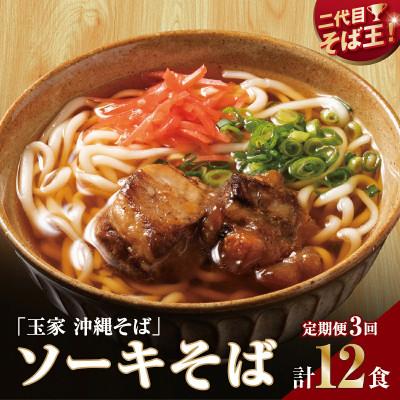 ふるさと納税 南城市 [毎月定期便]人気の名店・そば処 玉家 ソーキそば(4人前)全3回