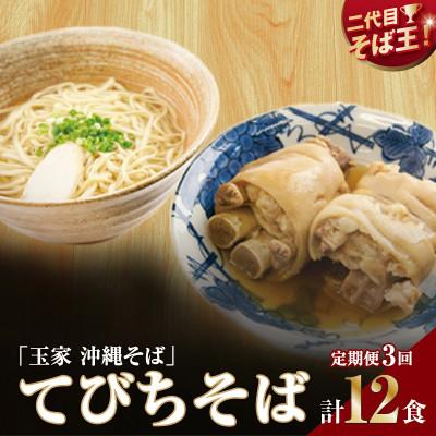 ふるさと納税 南城市 [毎月定期便]人気の名店・そば処 玉家 てびちそば(4人前)全3回