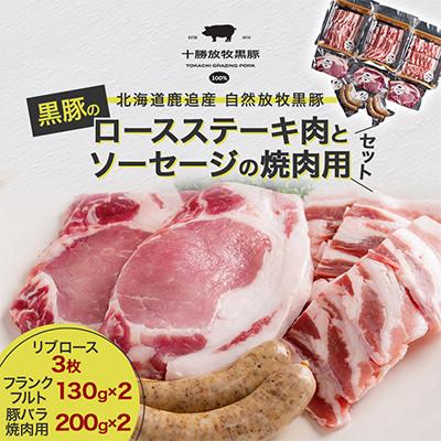 ふるさと納税 鹿追町 [毎月定期便]黒豚のロースステーキ肉とソーセージの焼肉用セット全2回
