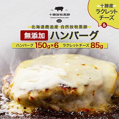 ふるさと納税 鹿追町 [毎月定期便]黒豚無添加ハンバーグ(150g×6)&amp;ラクレットチーズ(85g) SKN116 全2回