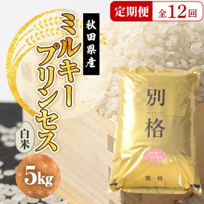 ふるさと納税 大潟村 【毎月定期便】ミルキープリンセス 白米 5kg全12回 | 