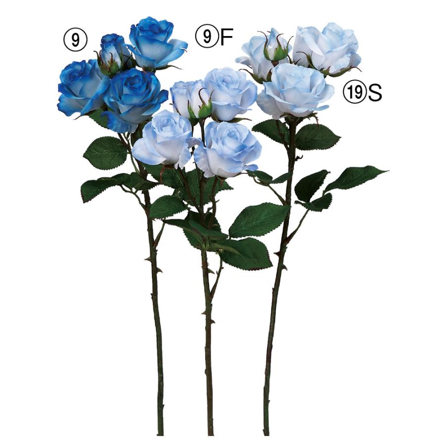 アスカ商会 造花 とりよせ品 ローズ×3 つぼみ×2 バラ 薔薇 青 青い