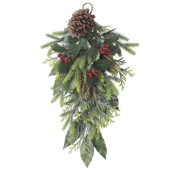 クリスマス リース とりよせ品 Asca アスカ ミックスパインamp ホーリースワッグ 造花 クリスマスリース スワッグ ハンガー ツリー 楽天