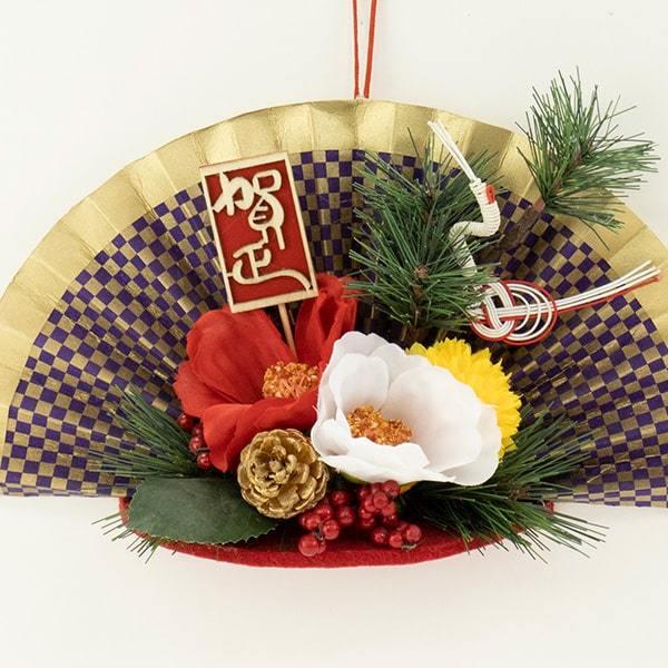 お正月飾り とりよせ品 花びし 扇アレンジメント ミックス しめ縄 注連縄 しめなわ 玄関 壁掛け リース スワッグ 吊るす 飾り 装飾 和 Hnb 2127c 造花ドライフラワー専門問屋花びし 通販 Yahoo ショッピング