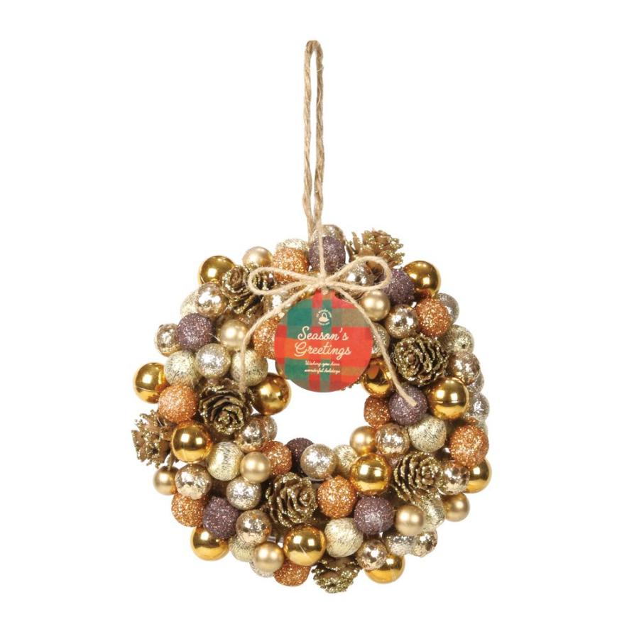 クリスマス リース ドライフラワー アレンジ とりよせ品 ドライ木の実のクリスマスリース 17cm ゴールドベリー クリスマスリース クリスマスインテリア（Yahoo!・造花ドライフラワー専門問屋花びし）