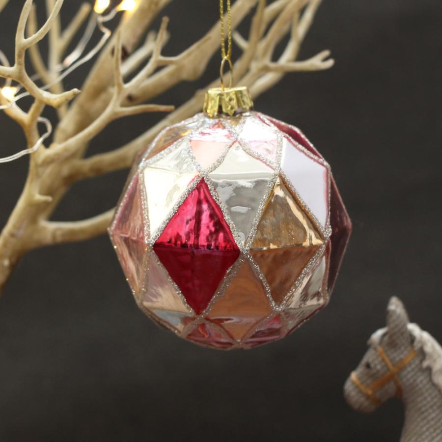 クリスマス ボールオーナメント 即日出荷 ハーレクインガラス