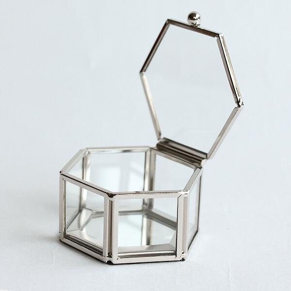 激安通販販売 ガラス ベース 即日出荷 Posh Living フレームボックス シルバー ガラスケース リングピロー ヘクスs ボタニカル ジュエリー ガラスボックス