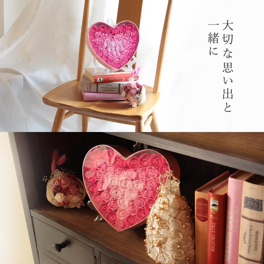 ソープフラワー プレゼント 即日出荷 ピンクのハートシェイプボックス 入浴剤 使える お祝い くすみピンク ハート 結婚祝い 妻 彼女 恋人 入浴剤になる | Q-FLA | 16