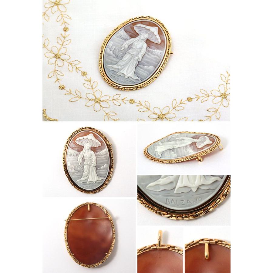 K18 ￼シェルカメオ ブローチ、ペンダントトップ兼用 シェルカメオ ブローチ（ペンダントトップ兼用） ｜ BX01000