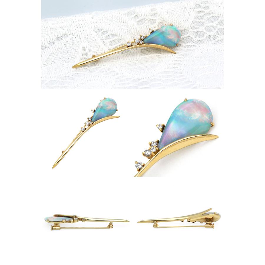 K18 オパール＆ダイヤモンド ブローチ