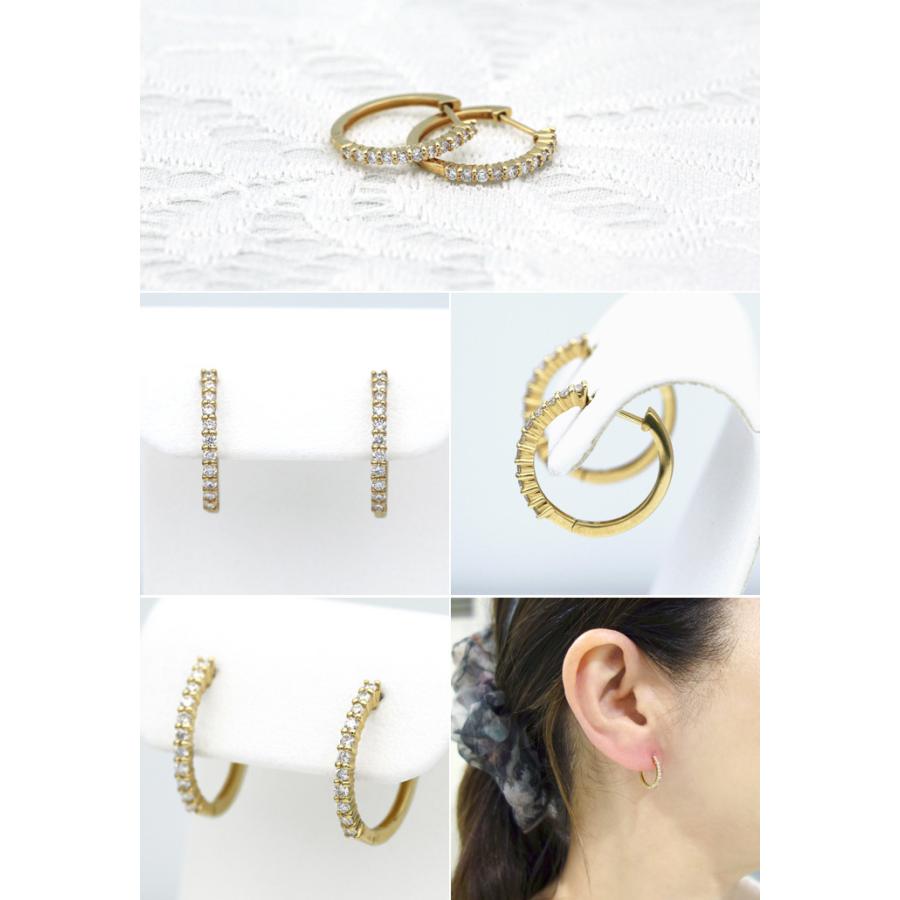 K18イエローゴールド ダイヤモンド フープ ピアス : 宝寿堂 Yahoo!店  