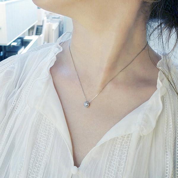 プラチナ ダイヤモンド取り巻き ネックレス 0.43ct-DカラーIF-3EX-GIA 