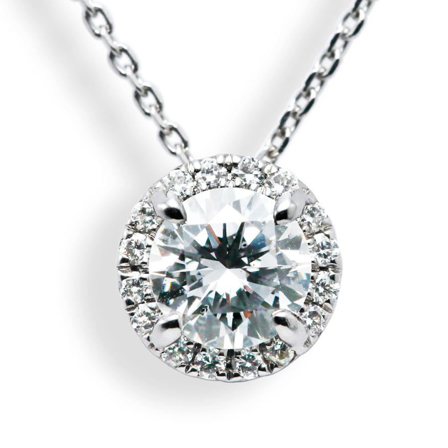 プラチナダイヤモンドヘイローネックレス 0.54ct-DカラーFL-3EX-GIA 