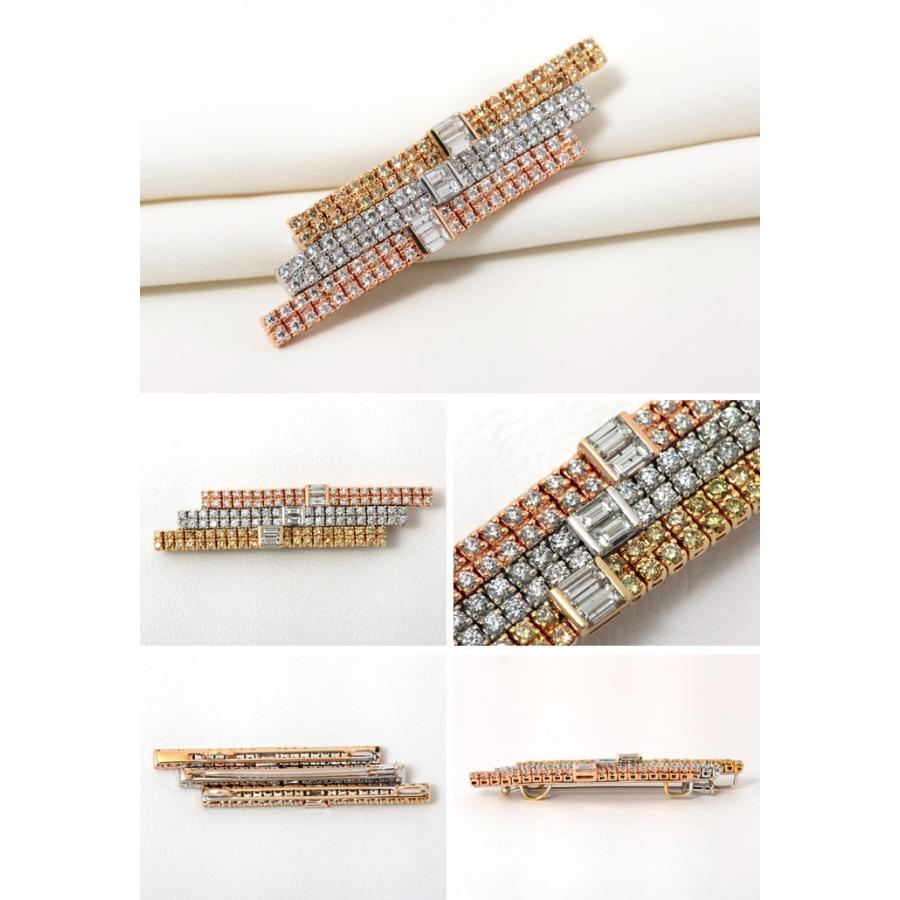 【天然】K18PG ダイヤモンド ブローチ ピアス Pt/K18WG/K18PG ダイヤモンド入りブローチ ダイヤモンド 4.44ct : 宝寿