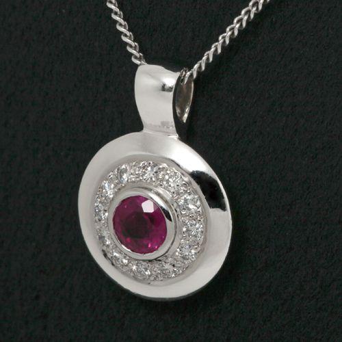 ルビーペンダント K18WG ルビー 0.63ct ダイヤモンド 0.27ct トップ 