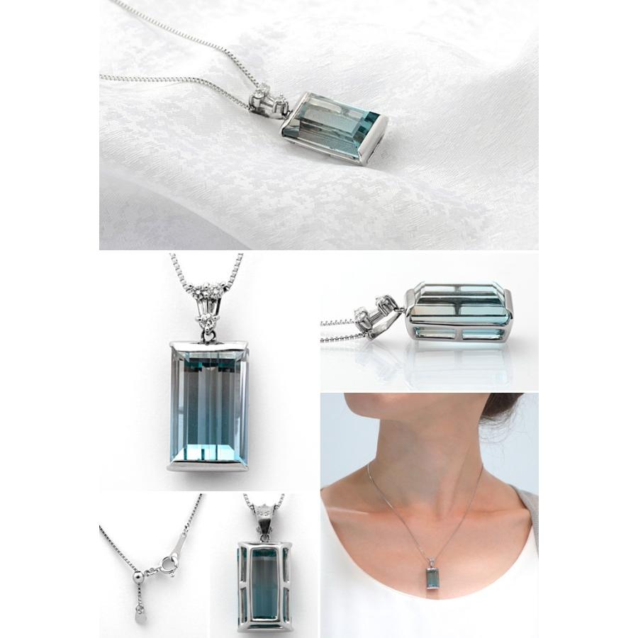 トルマリンネックレス Pt900/K18WG トルマリン 19.33ct ダイヤモンド  