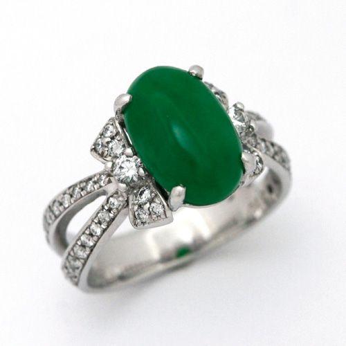 プラチナ翡翠（ヒスイ）リング リングサイズ11号 サイズ変更可 | 