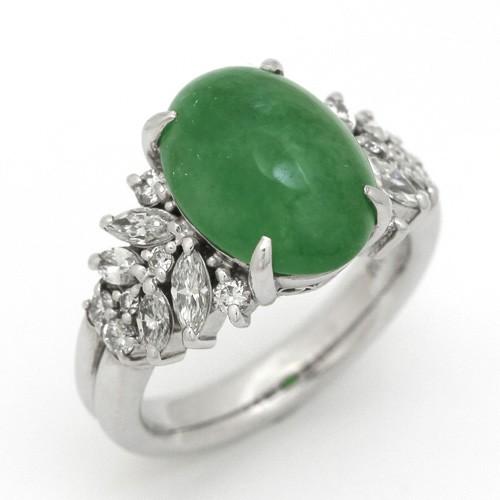 プラチナ翡翠（ヒスイ）リング リングサイズ11号 サイズ変更可 | 