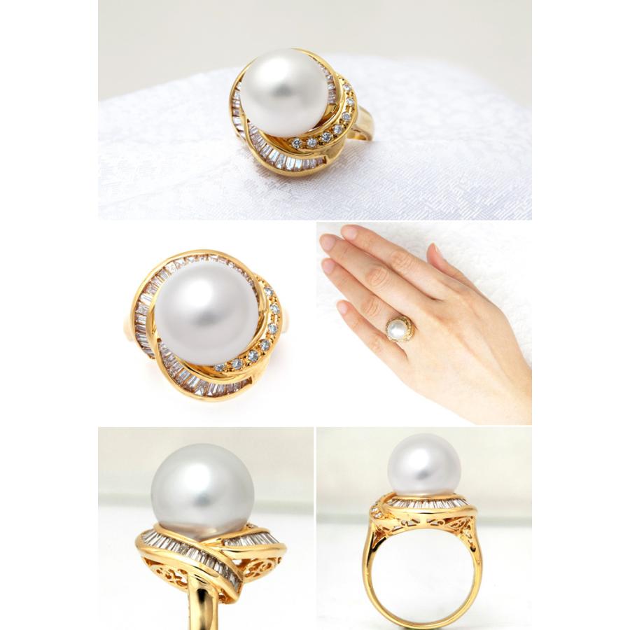 白蝶真珠　ケシ　k18 リング　サイズ12号 K18南洋白蝶真珠リング リングサイズ12号 サイズ変更可 : 宝寿堂