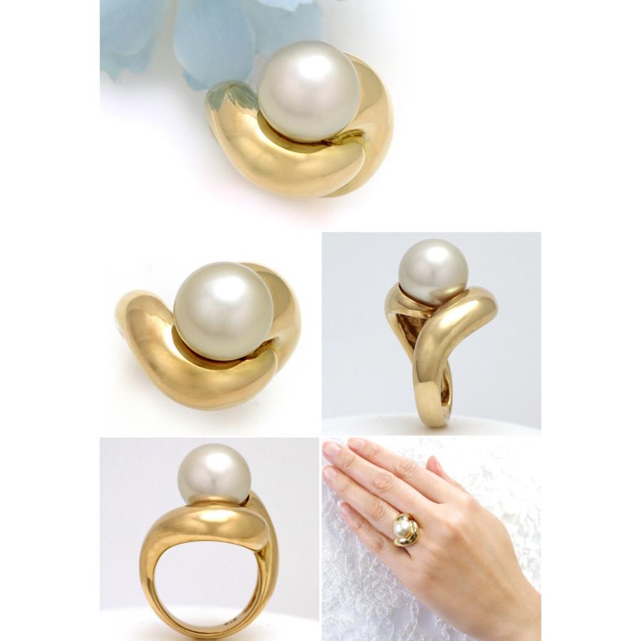 K18南洋白蝶真珠リング リングサイズ12号 サイズ変更可 : 宝寿堂