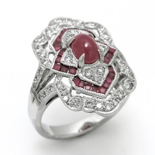 ルビーリング プラチナ ルビー 0.94ct 0.72ct ダイヤモンド 0.52 