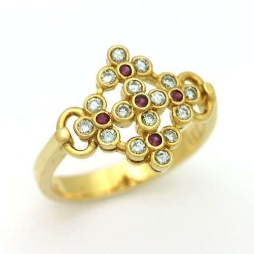 ルビーリング K18 ルビー 0.10ct ダイヤモンド 0.35ct : 宝寿堂 ルビーリング K18 ルビー 0.10ct ダイヤモンド 0.35ct : 宝寿堂