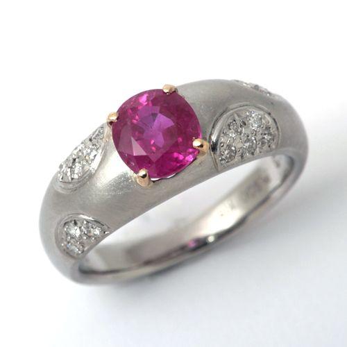 プラチナ ゴールド ルビー 1.43ct ダイヤモンド 0.15ct リング : 宝寿 