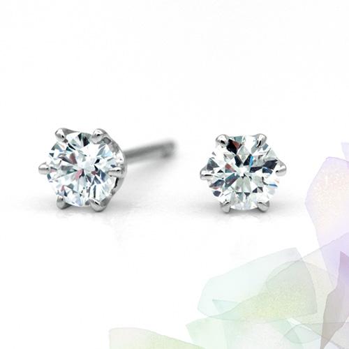 プラチナ一粒ダイヤモンドピアス【0.8ct】 DカラーVVS1-トリプル  