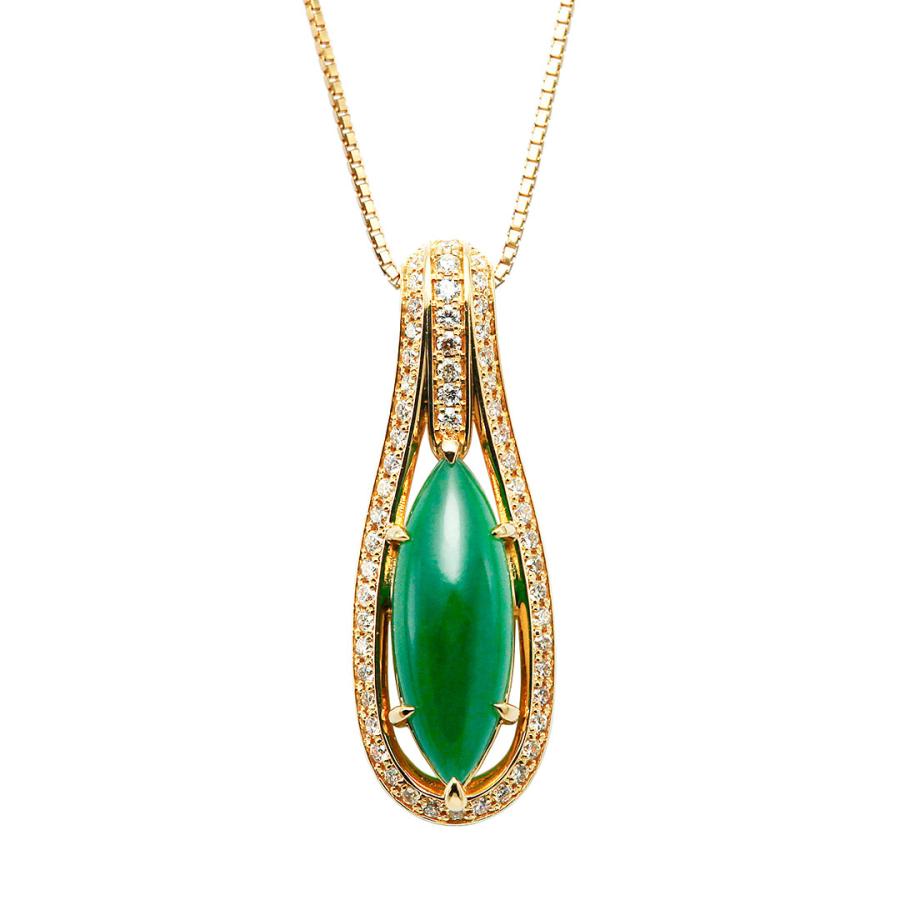 K18 翡翠 ネックレス 専用K18刻印 本翡翠 ネックレストッ18.5g トヒチ