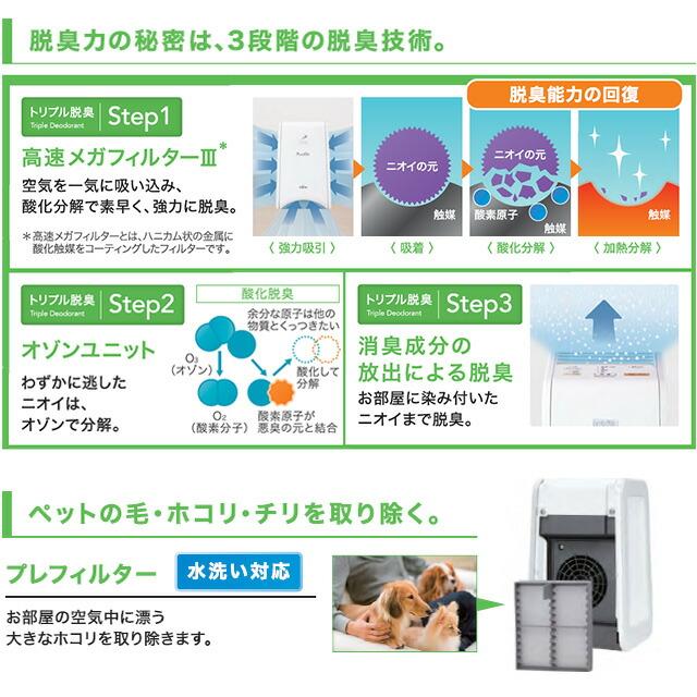 PLAZION プラズィオン 空間除菌脱臭機 適用床面積：10畳（発生源の量による） 富士通ゼネラル DAS-15R-B 小型脱臭機 ブラック |  | 02