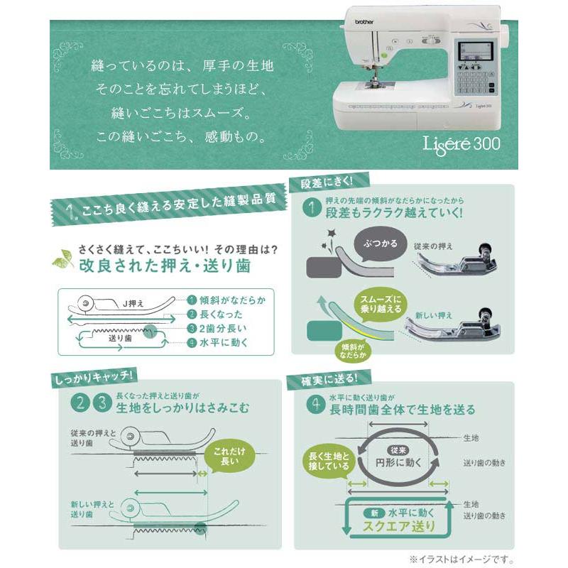 【5年間無料保証（誤使用・過使用の場合は対象外】CPH4501 ブラザー LISERE300 リゼレ 【特別配送】代引不可【ミシン糸・ミシン針・ボビンセット　プレゼント】｜y-jyupro｜04