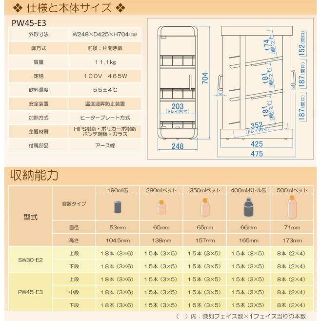 卓上飲料ウォーマー（先入れ先出し販売対応） SW・PWシリーズ 業務用